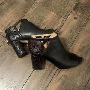 Black Open Toe Heeled Bootie